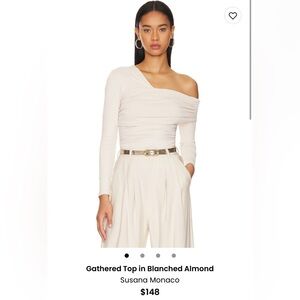 Susana Monaco Cream Asymmetrical Gathered Top Revolve XS
